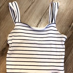 White and navy small crop top!